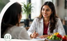 Nutritionist consulting with employee